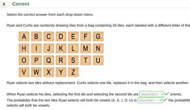 Ryan and Curtis are randomly drawing tiles from a bag containing 26 tiles, each labeled-example-1