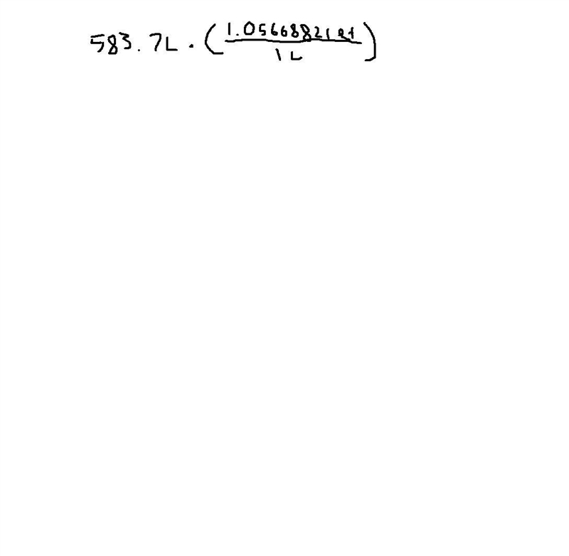 How many quarts are in 583.7 liters? Round to the nearest tenth.-example-1