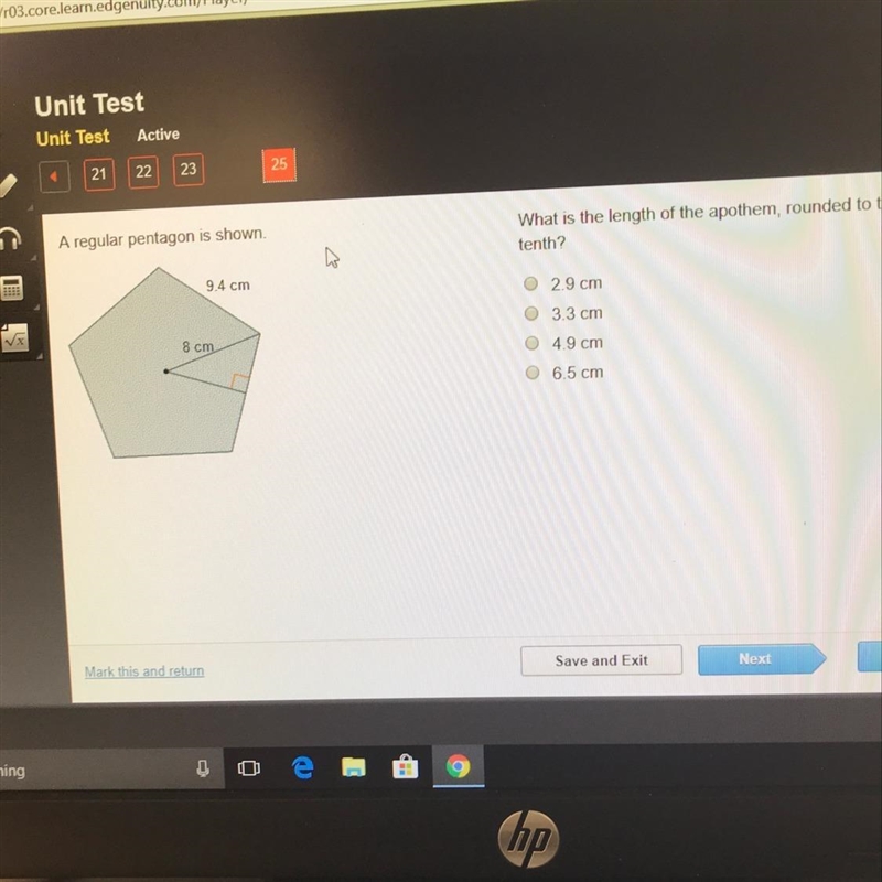 What is the length of the apothem, rounded to the nearest tenth?-example-1