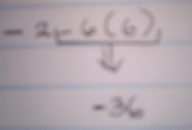 Evaluate the expression when b=-2 and y=6 . b-6y-example-3