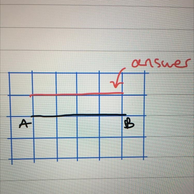 On the grid below draw a line that is perpendicular to the line AB-example-1