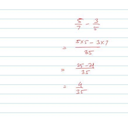 What is the difference of the fractions below? 5/7-3/5-example-1