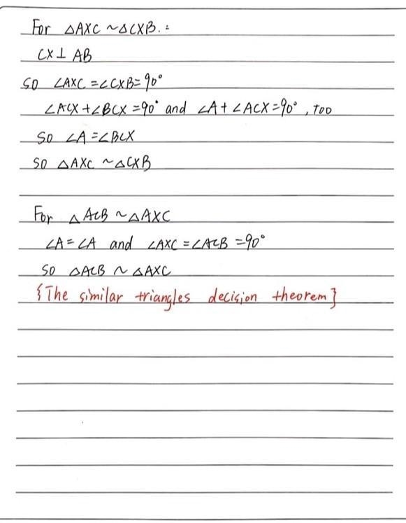 CX is an altitude in triangle ABC. Which statements are true? Select two options. .-example-1