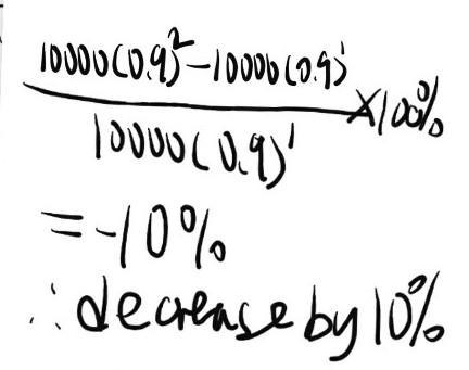 The expression 10,000(0.90)^t represents the population of a town t years after 2000. Select-example-2