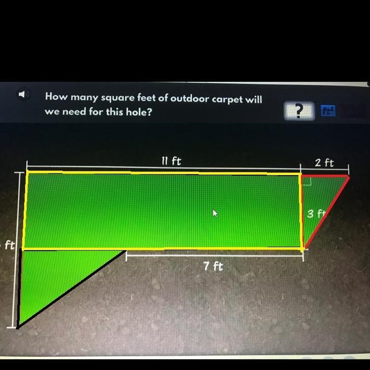 How many square feet of outdoor carpet will we need for this hole?-example-1