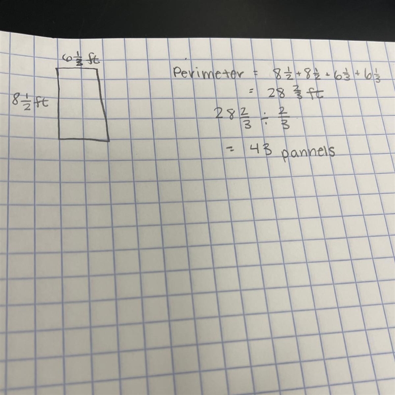 a fence is being built around a rectangular a garden that is 8 1/2 feet by 6 1/3 feet-example-1