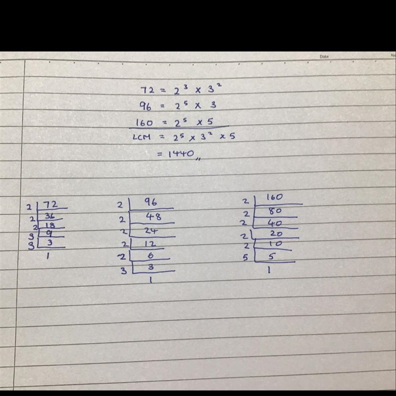 What is the LCM of 72, 96and 160​-example-1