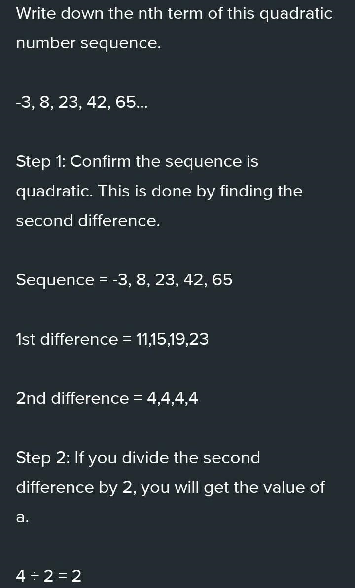 B) Here are the first four terms of a quadratic sequence. The nth term of this sequence-example-1