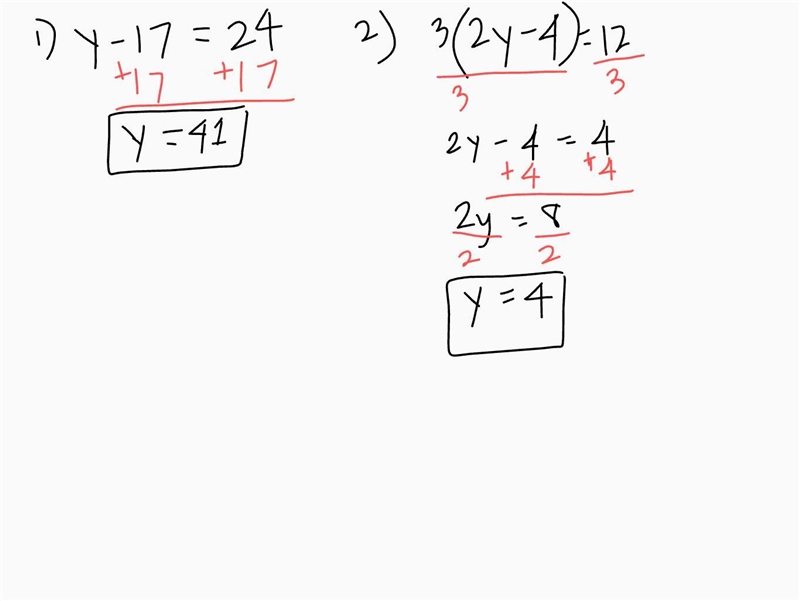 X Solve the following two equations. Show all of your steps in the line paper provided-example-1