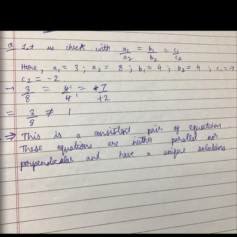 3x + 4y = 7 and 8x + 4y = 2 Are they parallel perpendicular or neither￼?-example-1