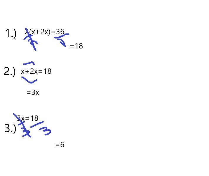 Solve the equation: 2 (x + 2x) - 36 A) X=-18 B) x = 18 cx = -6 D) x = 6-example-1