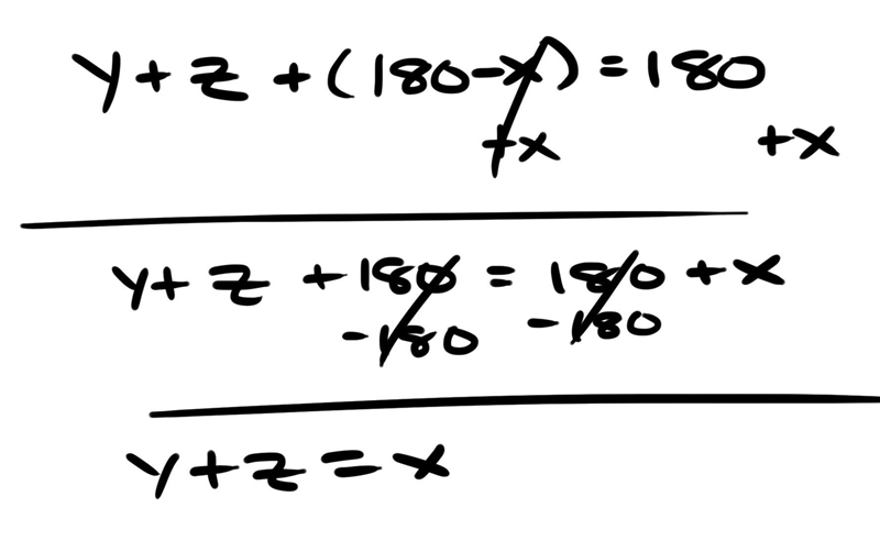 Which relationship is always true for the angles x, y, and z of triangle ABC? (4 points-example-1