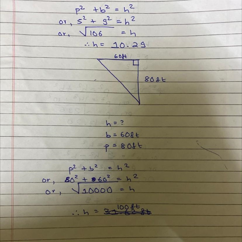 JUST HELP ME! PLEASE!!..0o0 Applying the Pythagorean theorem, solve this triangle-example-1