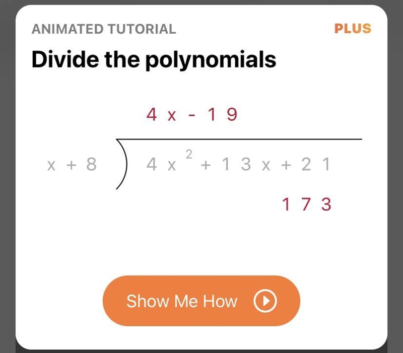 Divide f)(4b²+13b + 21) ÷(b+8)​-example-1