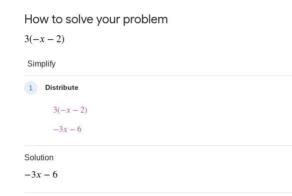 Simplificar la expresion 3 ( - x - 2 ) me dicen cual es ? es para un examen-example-2