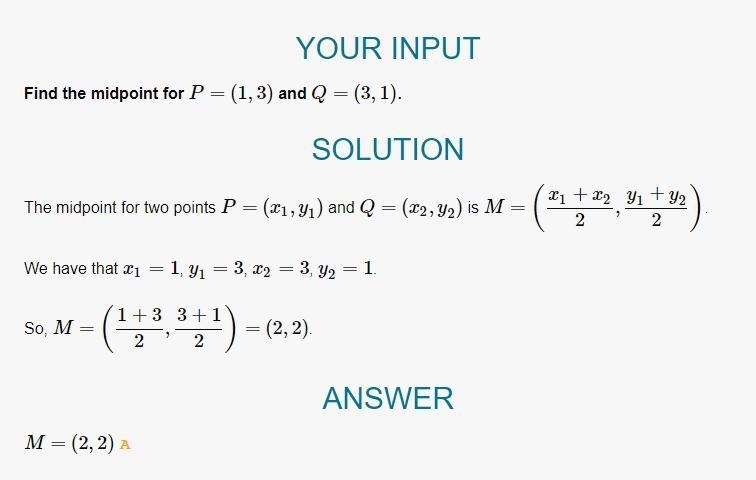 Find the midpoint of the line segment with the given endpoints. (1, 3), (3, 1)-example-1