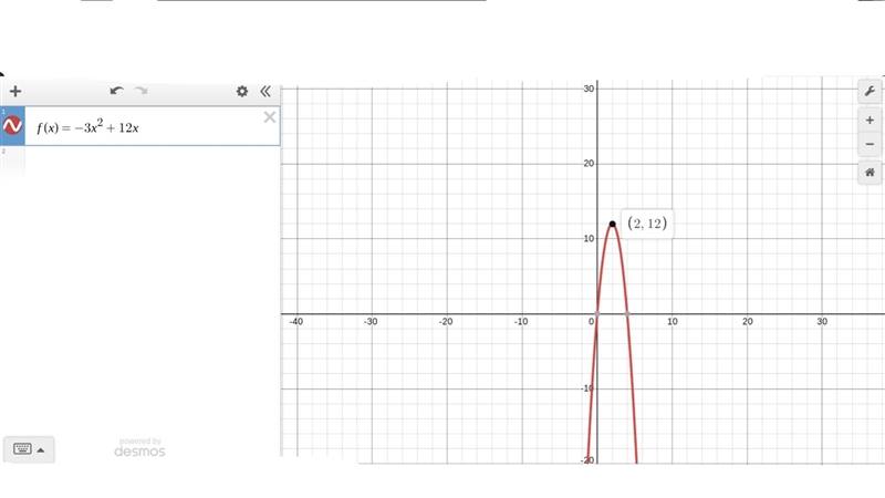 4. Mr. Downey used the function f(x) = -3x2 + 12x to model the flight of a glider-example-1