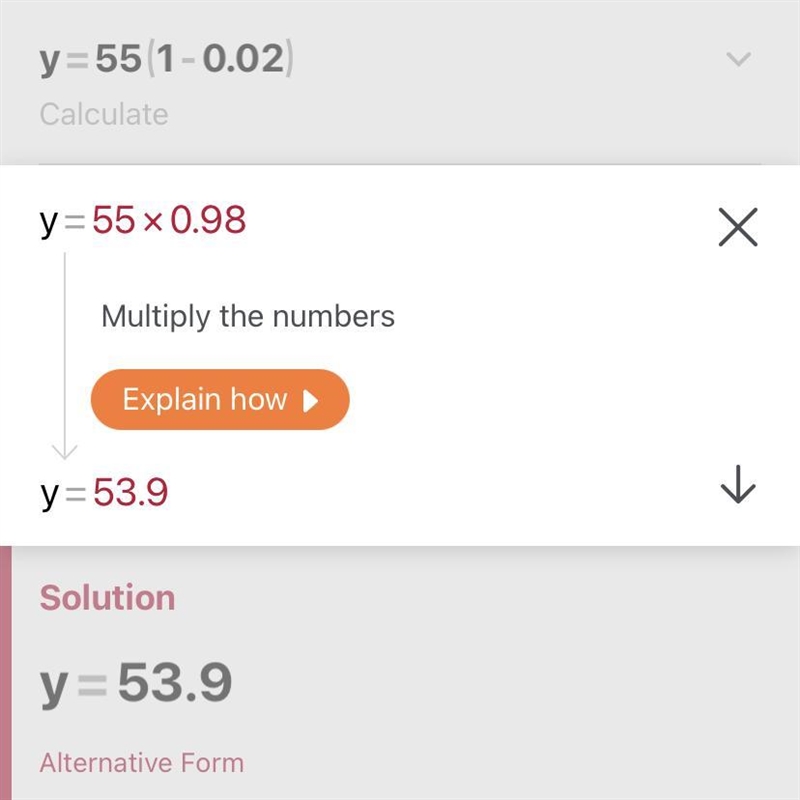 Y=55x(1-0.02) decay as a percent-example-1