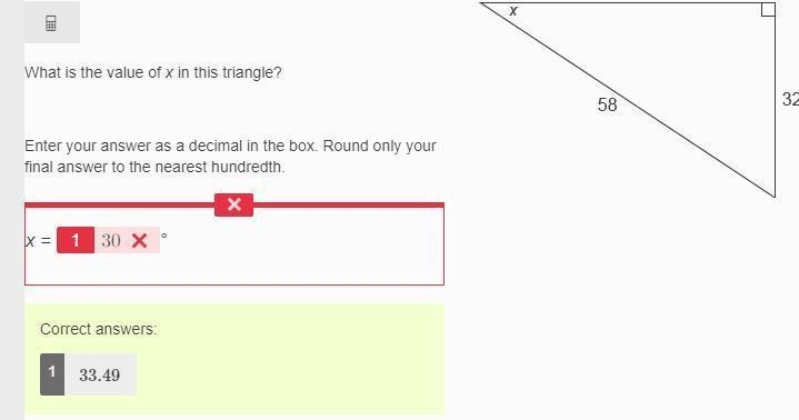 What is the value of xin this triangle? Enter your answer as a decimal. Round only-example-1