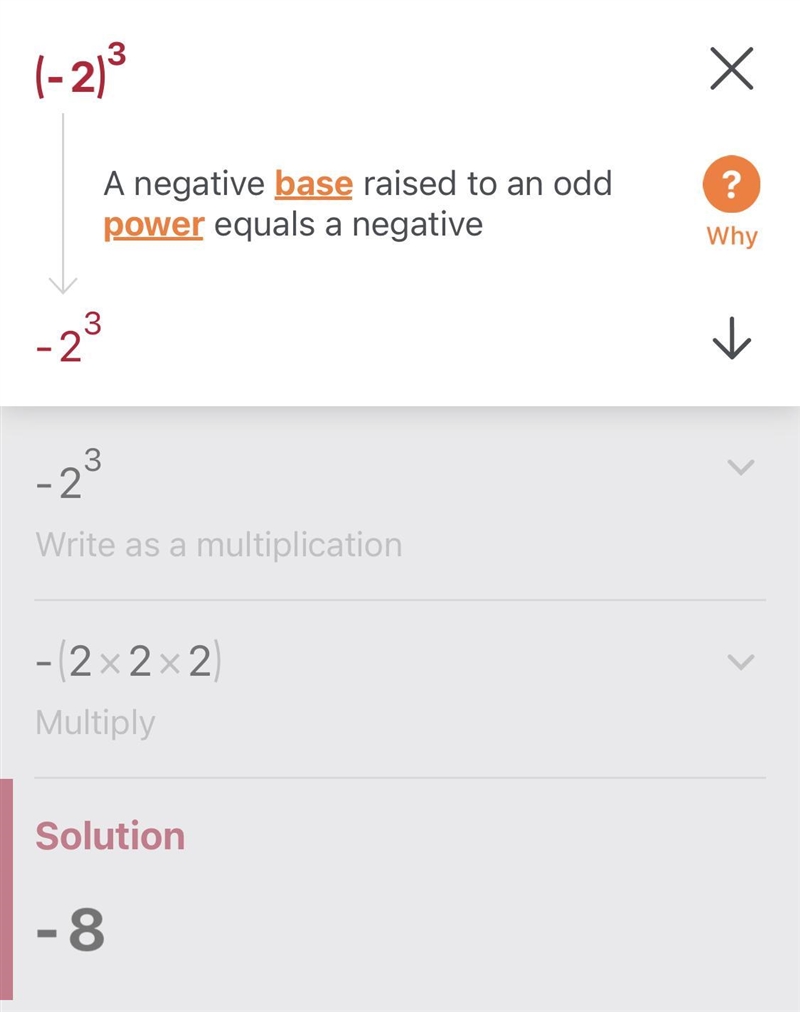 Simplify. (-2)-³ 8 1/8 -8 -1/8​-example-1