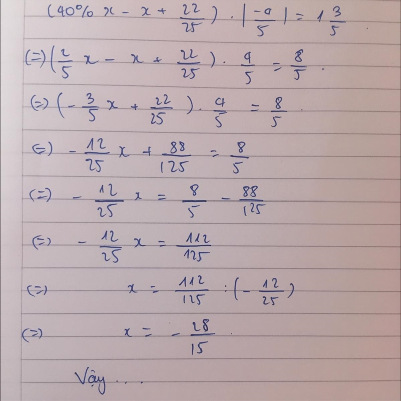 (40% x - x + 22/25)./-4/5/=1 3/5-example-1