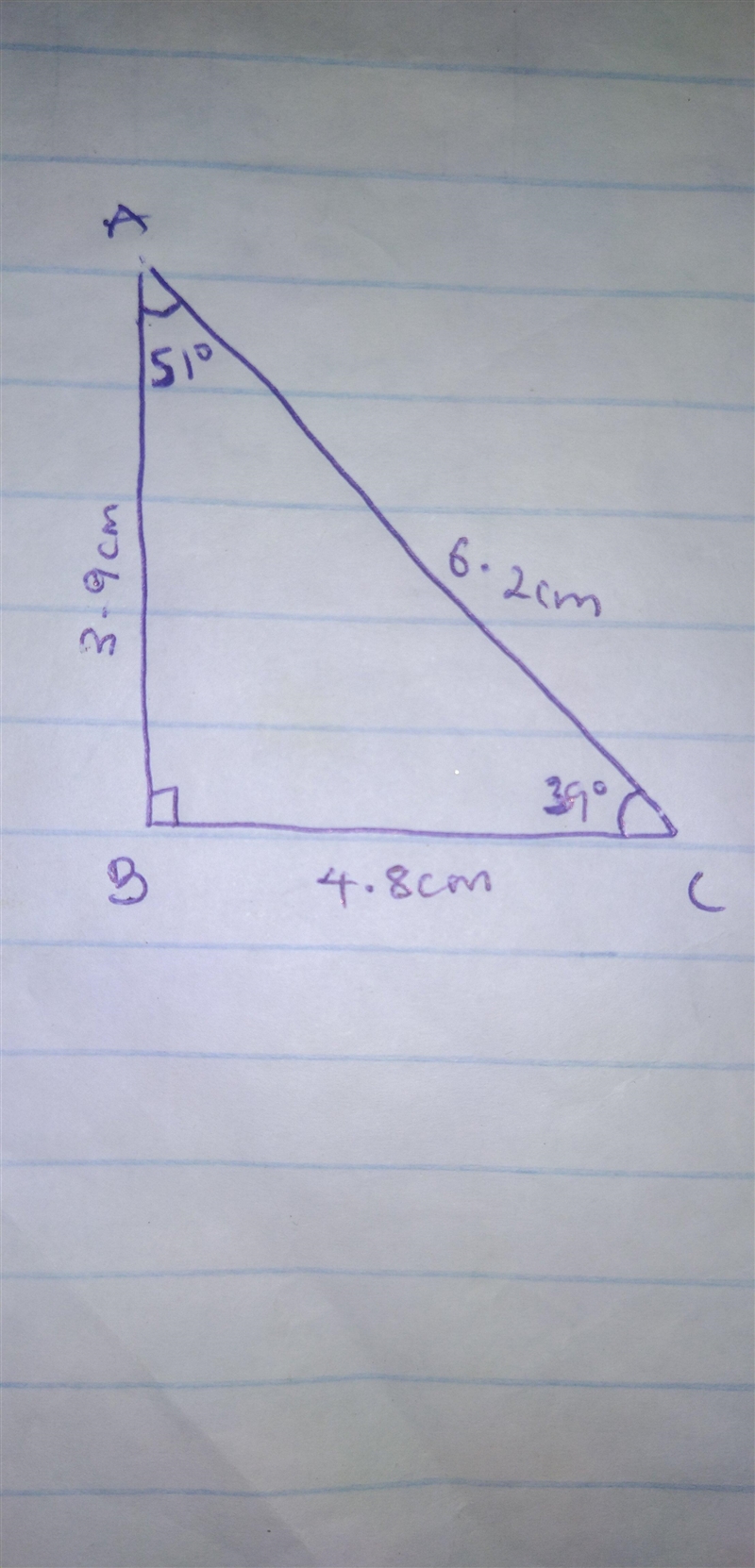 Your search - construct a right triangle ABC in which base ABC in which baseBC =4.8cm-example-1