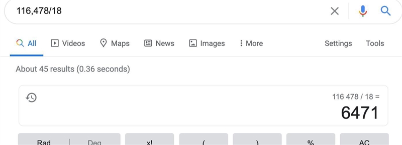 What is 116,478 divided by 18​-example-1