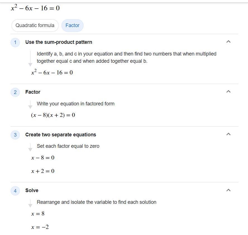 What is the answer to x^2-6x-16=0-example-1