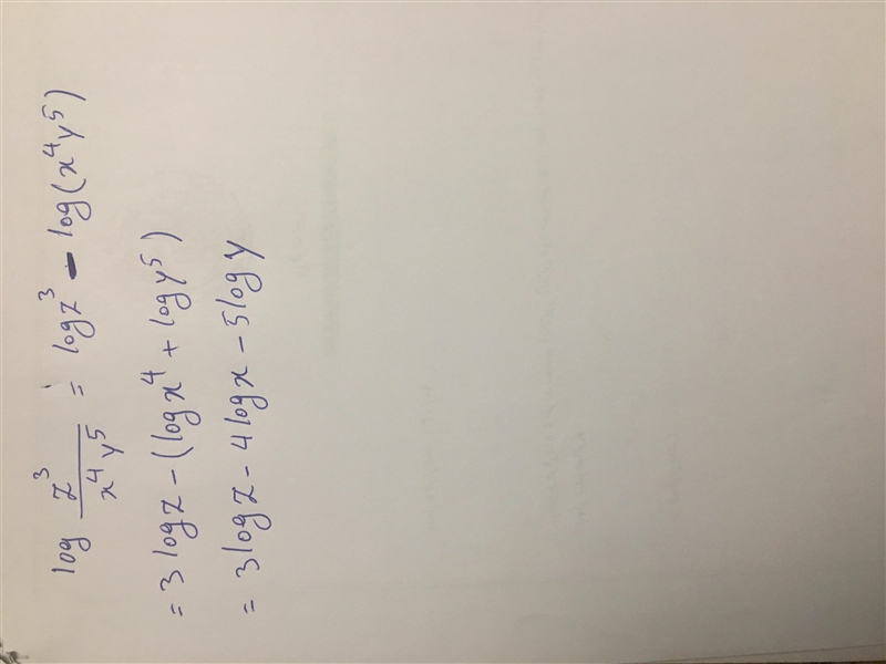 Log (z ^ 3)/(x ^ 4 * y ^ 5) with steps please-example-1