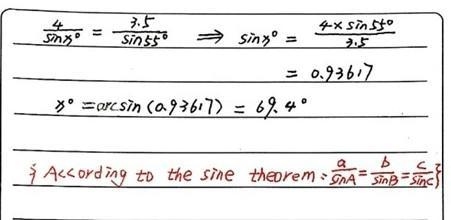 Find the value of 2 in the triangle shown below. 3.5 4 55° 3.5​-example-1