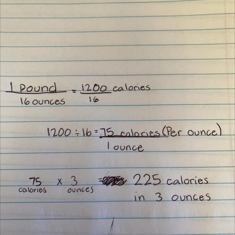 If there are 1200 calories in one pound of ground beef, how many calorles- are in-example-1