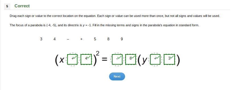 Drag each sign or value to the correct location on the equation. Each sign or value-example-1