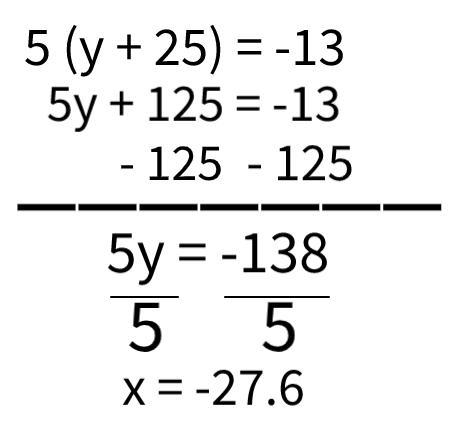 5(y+25)=−13 what is y-example-1