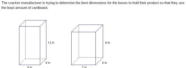 The cracker manufacturer is trying to determine the best dimensions for the boxes-example-2