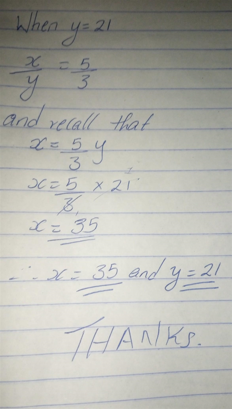 X : y = 5 : 3 and x + y = 56 Work out the value of x - y-example-1