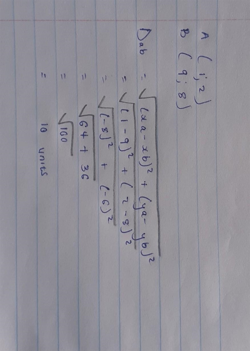 What is the distance between these two points: (1, 2) and (9, 8)?-example-1