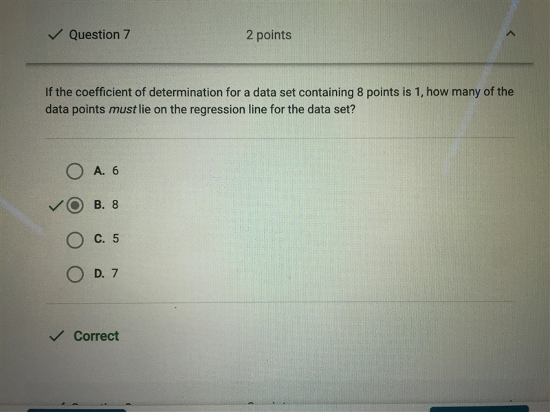 Question 6 of 10 If the coefficient of determination for a data set containing 8 points-example-1