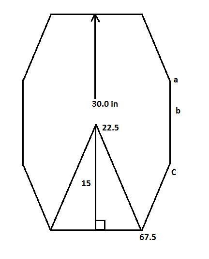 10. A standard stop sign measures 30.00 inches from flat to flat. What is the side-example-1