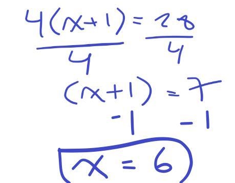 4(x + 1) = 28 Multi step-example-1