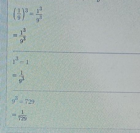 PLEASE HELP ME!! Write (1/9)^3 as a product of the same factor. Then find the value-example-1