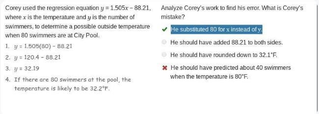 Analyze Corey’s work to find his error. What is Corey’s mistake? He substituted 80 for-example-1