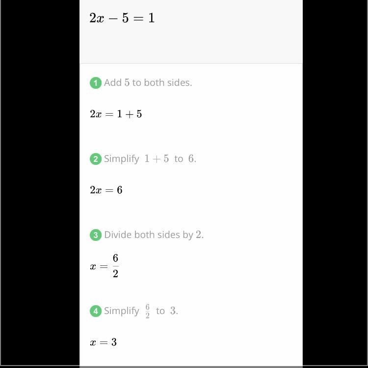 Solving For x. 2x + 5 = 1 Step By Step Explanation, Please. ​-example-1