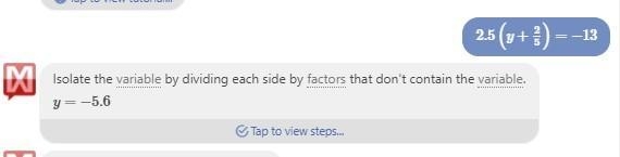 2.5 ( y + 2/5) = -13-example-1