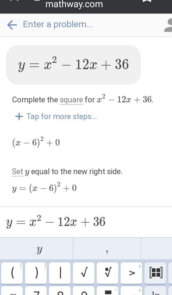 Y=x^(2)-12x+36 Please explain step by step-example-1