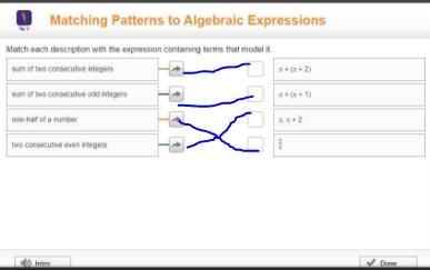 Match each discription with the expression containing terms that model it.-example-1