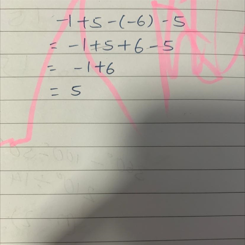 Find the solution to (-1)+5-(-6)-5=-example-1