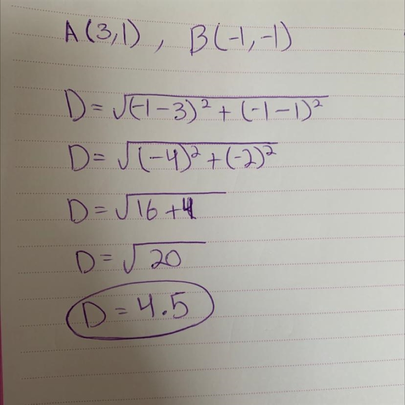 А 3 -2 -1 0 2 3 B. -1 The distance AB rounded to the nearest tenth = [?] Hint: d= (x-example-1