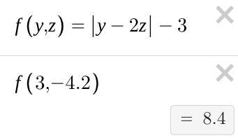 |y-2z|-3 y=3, z=-4.2-example-1