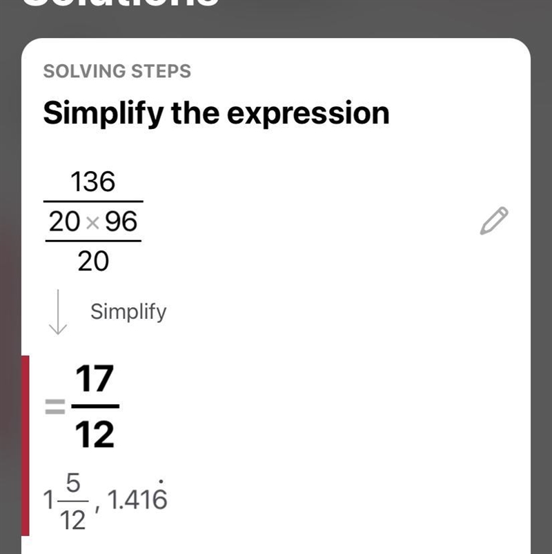 What is 136 over 20 x 96 over 20?-example-1