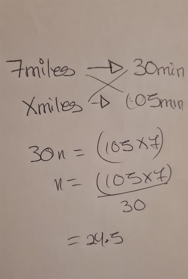 Greyson rides his bike at a constant rate. In 30 minutes, Greyson can bike 7 miles-example-1